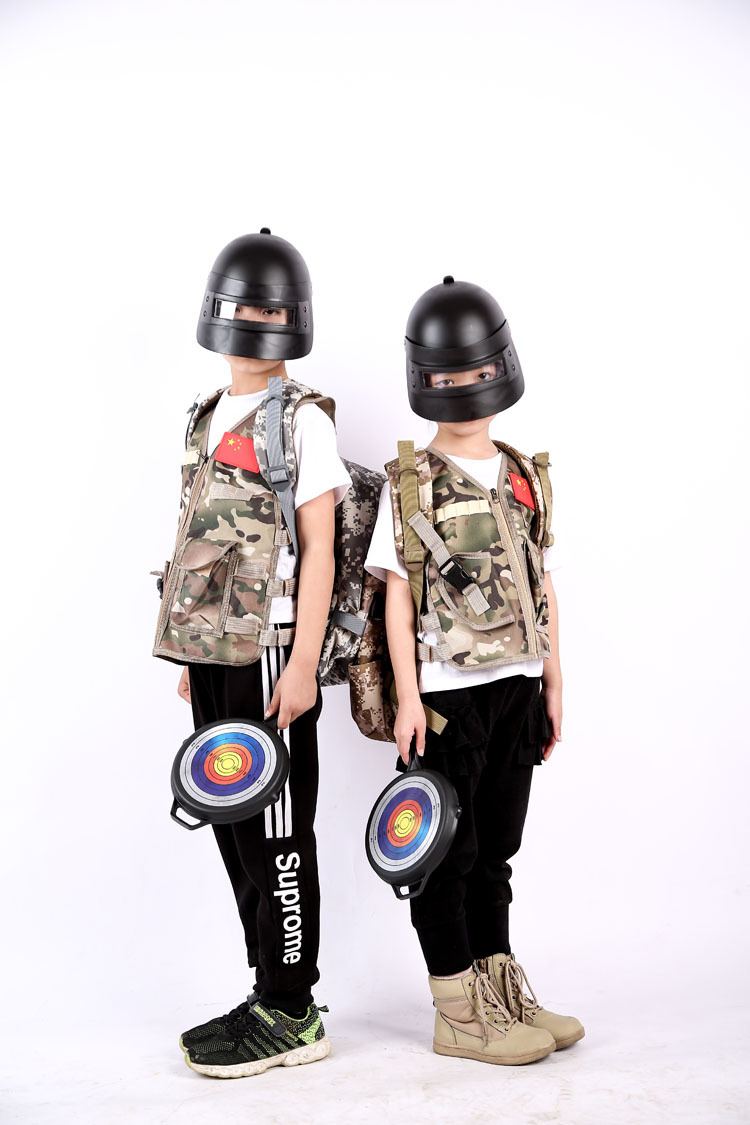 军迷户外cos儿童马甲三级甲服装战术背心迷彩童装迷彩服吃鸡套装