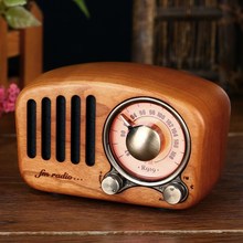 蓝牙胡桃木质小音箱 收音机复古便携式迷你小音响家用户外重低音