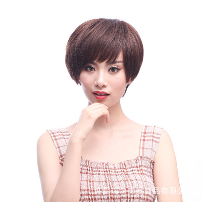 瑞尔美全手织真发假发女发型短款时尚蓬松假发递针头旋免修剪特价