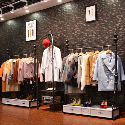服装店衣架展示架男女装货架落地式配柜子陈列架正侧挂衣服装架子