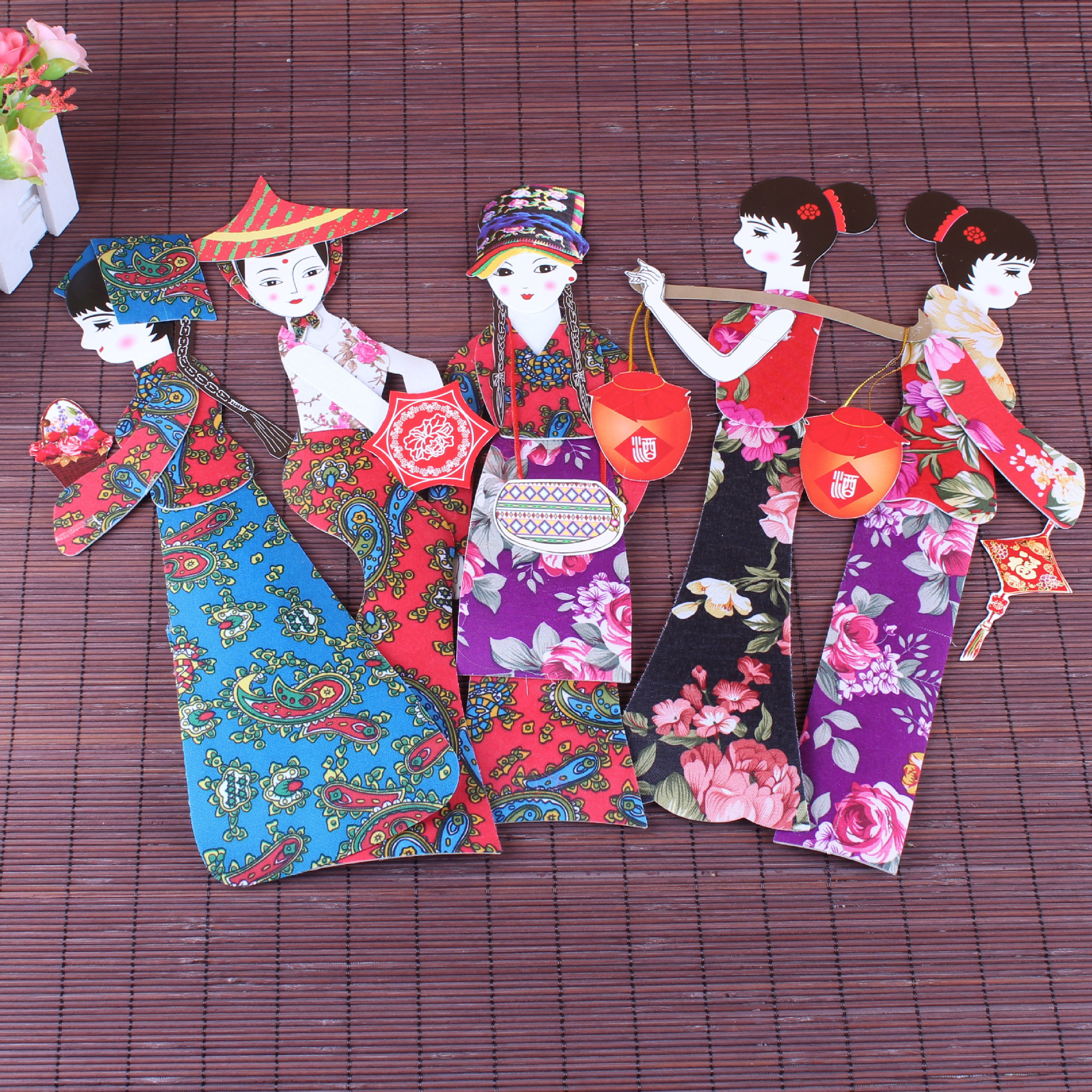 幼儿园手工制作民族人物布贴画diy环创布置中国风装饰画工厂直销