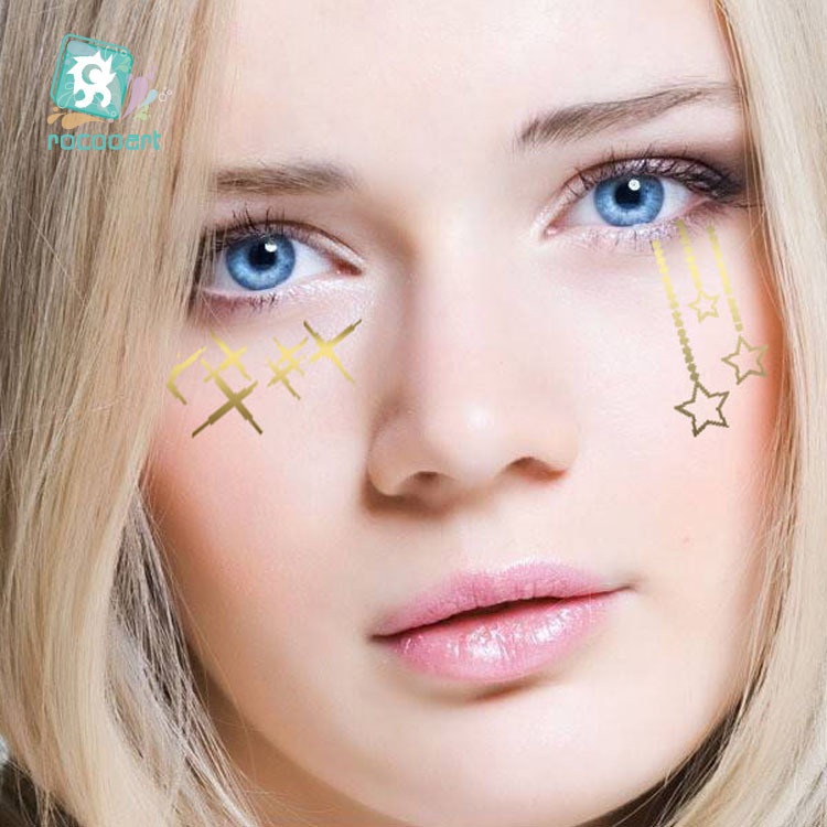跨境货源环保防水欧美纹身贴 烫金流行疤痕个性雀斑脸贴tattoo