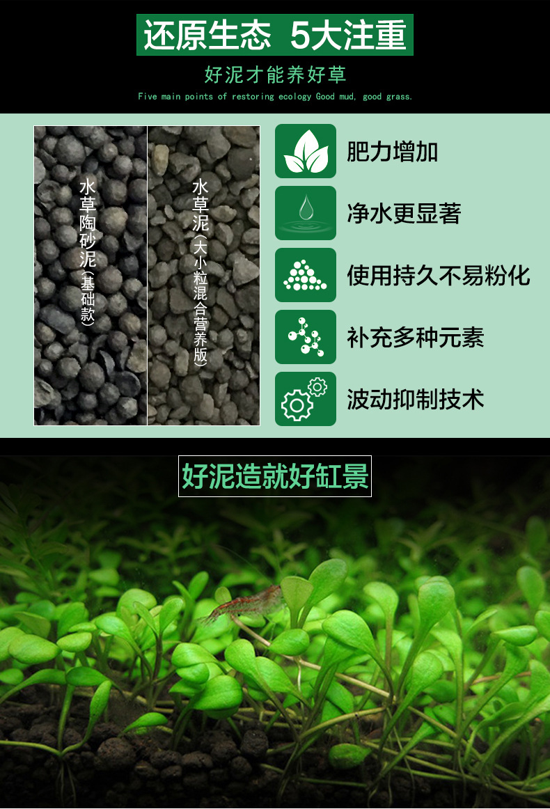 鱼缸水草泥水草泥底砂种植土淡水生态鱼缸造景植物陶粒砂基肥草缸