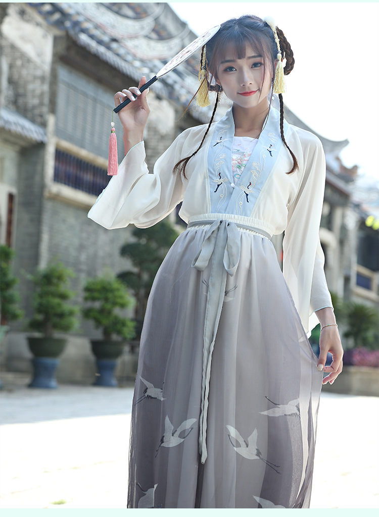 8927夏装汉服女绣花雪纺上衣 改良汉服宋裤女复古阔腿裤飘逸裤裙