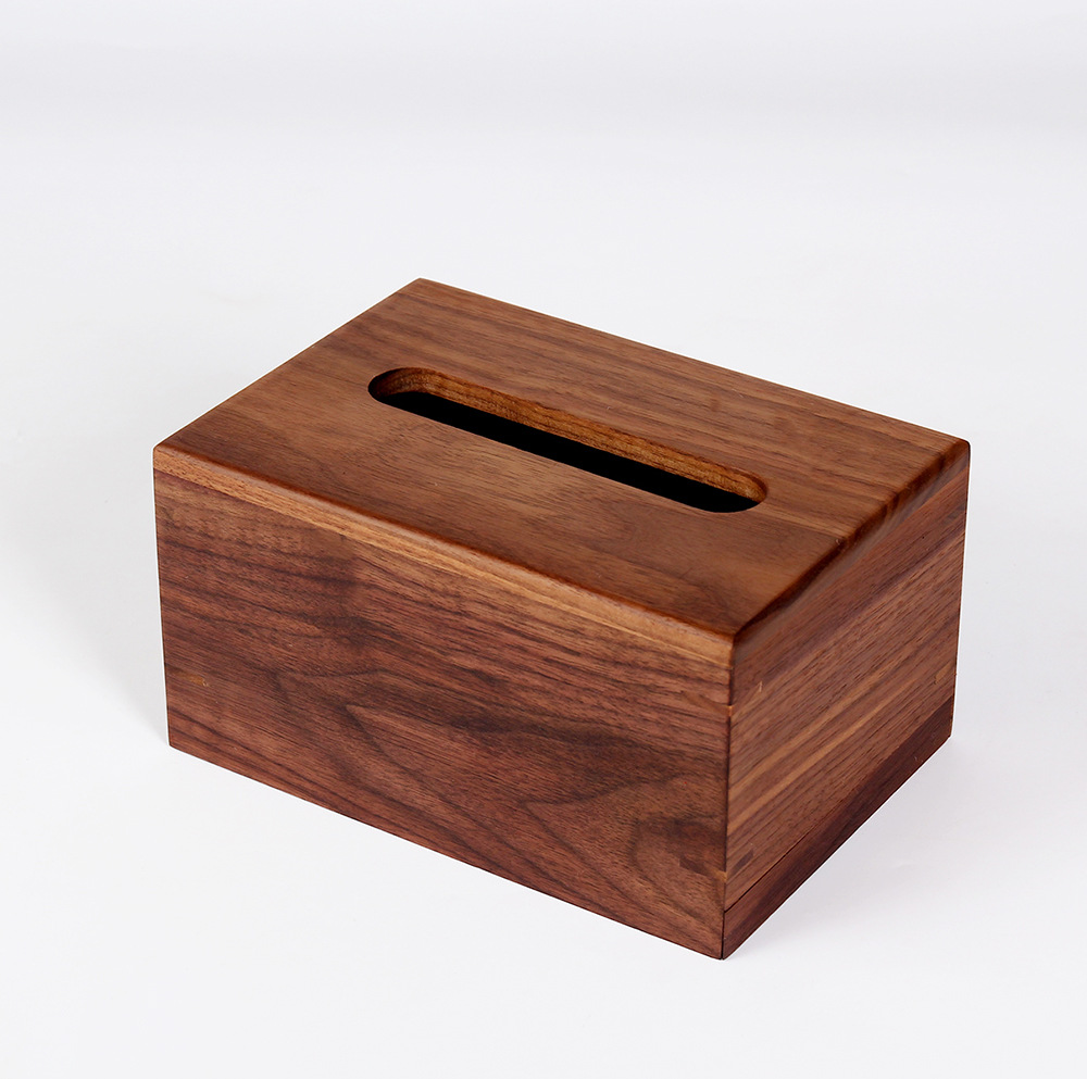 厂家定制黑胡桃木纸巾盒饭店酒吧抽纸广告纸抽实木客厅抽纸盒