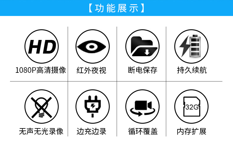 眼迷md12 跨境专控高清数码摄像机红外夜视运动dv小相机1080p礼品