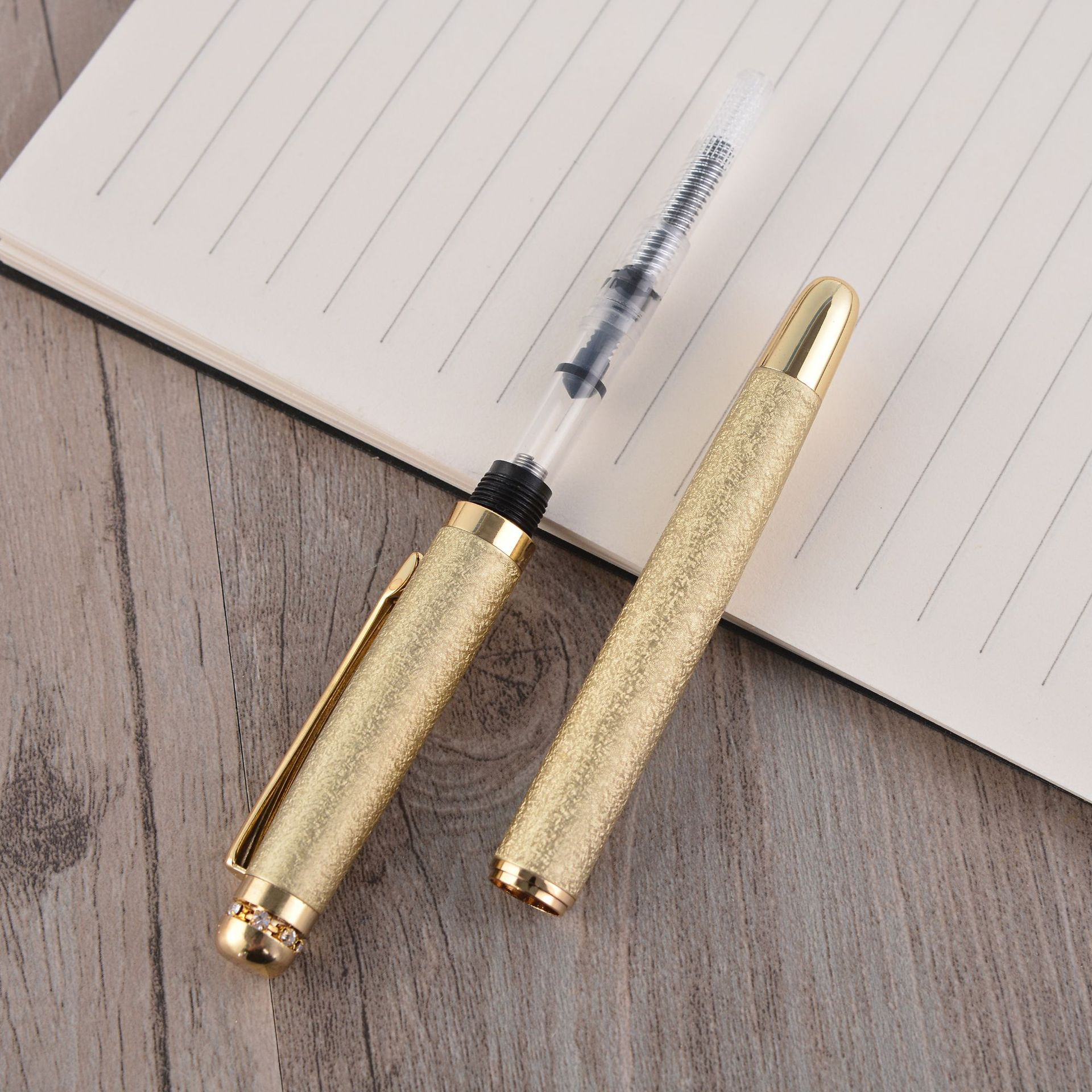热销特细镶钻花纹钢笔彩色笔杆磨砂练字办公创意金属钢笔商务馈赠