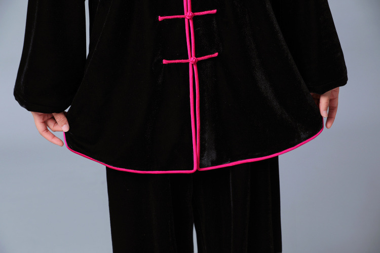 加厚精编金丝绒 秋冬季不倒绒太极表演服练功夫 男女晨练服 厂家