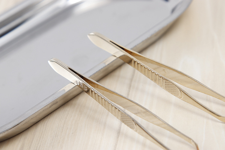 高档时尚银色眉夹芳龄不绣钢镊子斜口平口眉毛钳修眉刀拔胡子批发