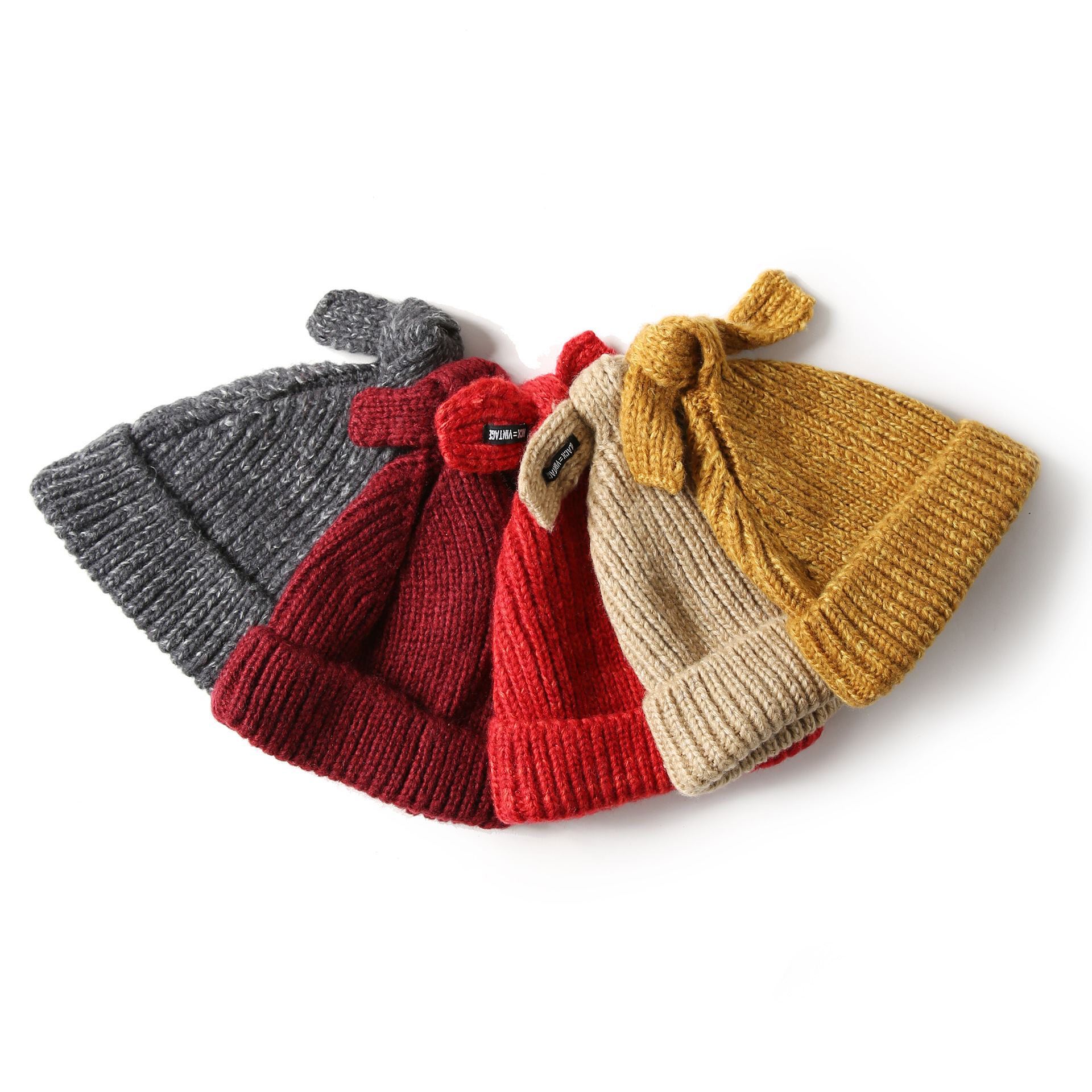 秋冬季女帽子韩版手工毛线帽针织帽复古个性韩版潮尖尖尾巴精灵帽