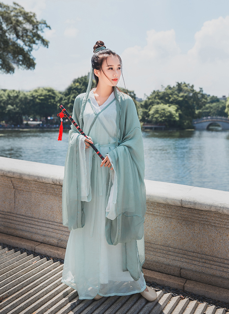 包邮20爆款魏晋清冷风直裾单衣大袖衫男女汉服改良演出服现货0855