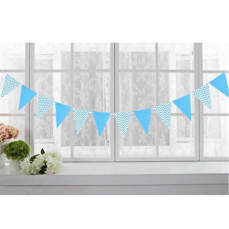 12 PCs Single-Sided Ins Internet Celebrity Bronzing Paper Pennant Baby Children Birthday Party Decoration Hanging Flag Wholesale