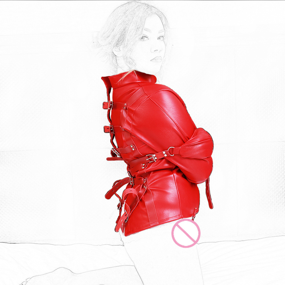 黑帝 红色皮强制束缚衣捆绑拘束装用品 情趣禁锢约束 一件代发厂