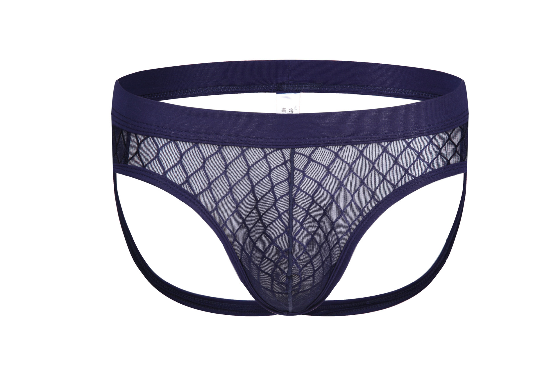 跨境外贸新款潮男士性感网纱u凸囊袋双丁带情趣内裤1804