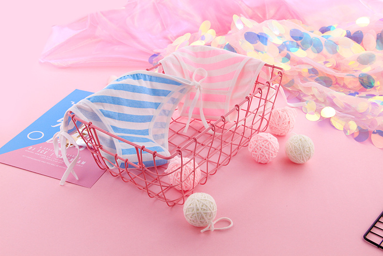 日系蓝白粉白条纹二次元胖次动漫绑带胖次萝莉少女软妹内裤c008-2