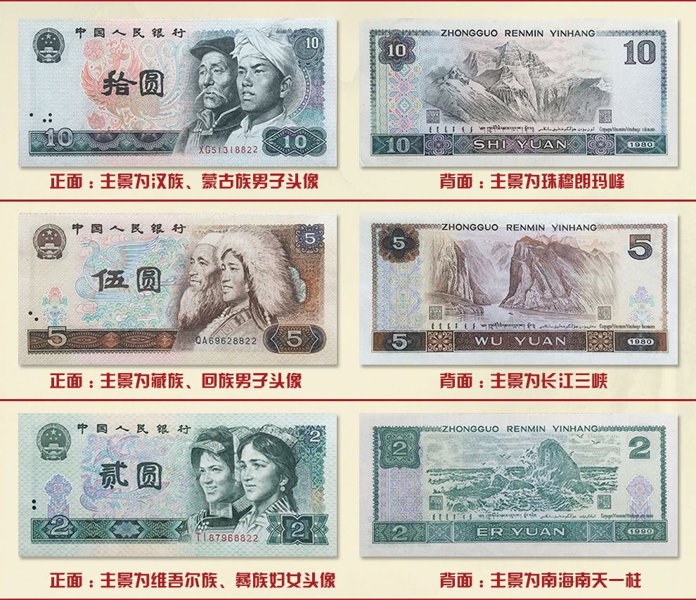 第4套人民币 中国第四版纸币套装 老版钱币收藏 小小四