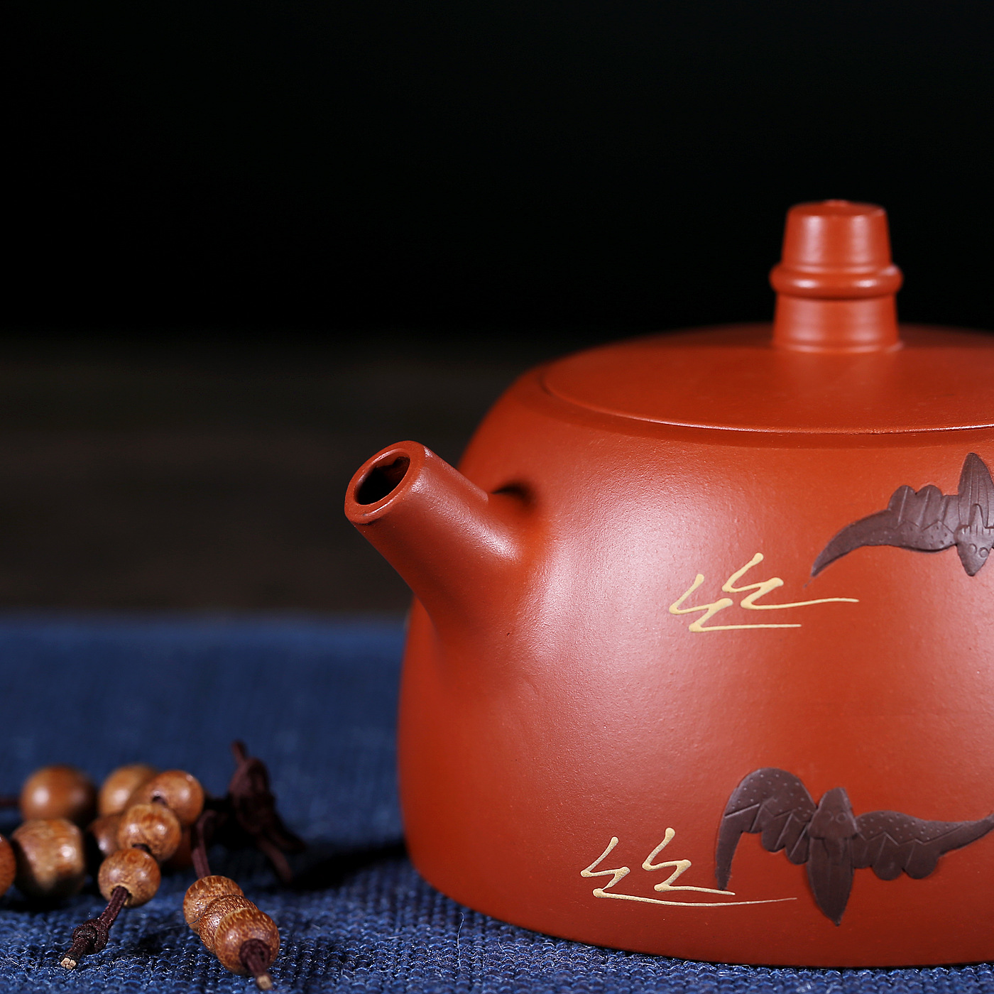 朱泥芝麻龙血砂仙桃壶谭俊功夫旅行茶具礼品泡茶壶