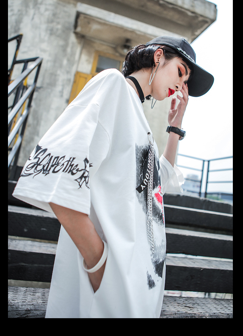 2018嘻哈女装 短袖t恤 女 时尚情侣装夏季潮牌印花纯棉宽松打底衫