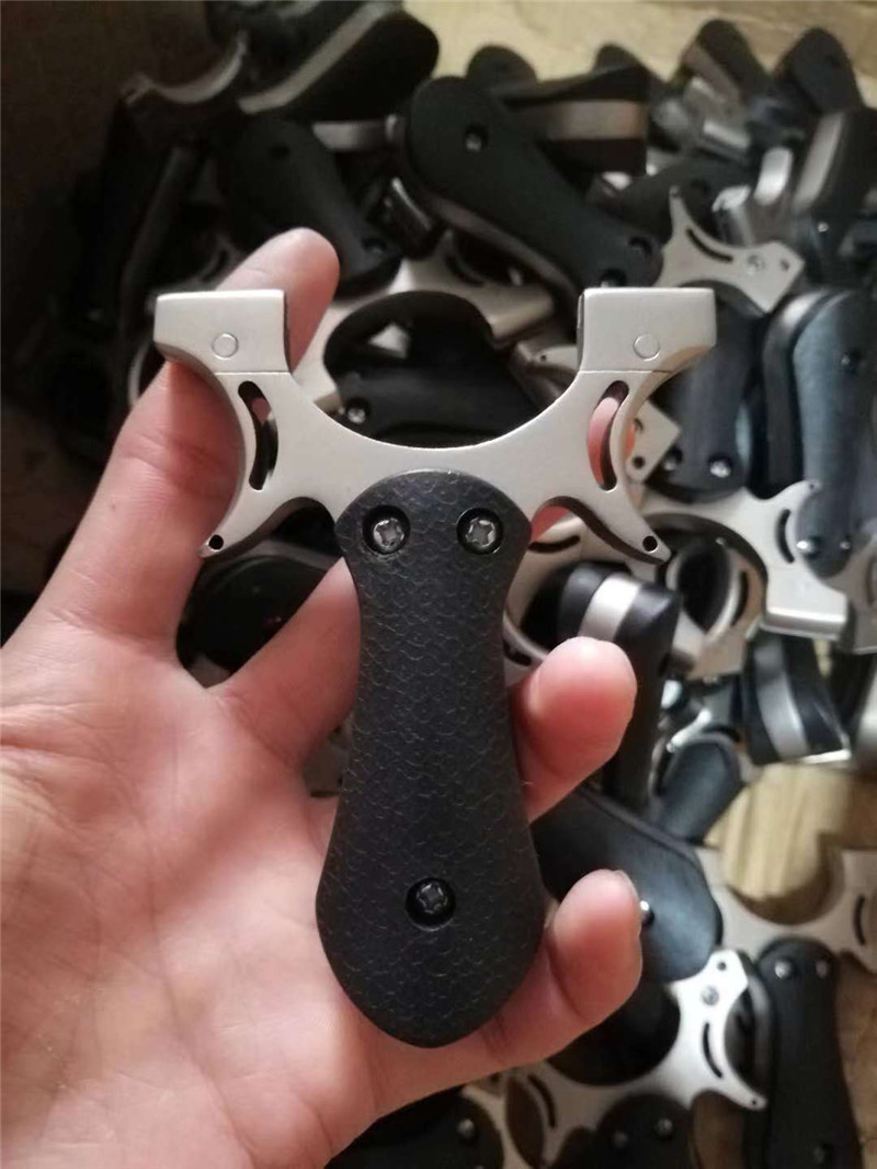 高端贪狼免绑快压扁皮弹弓架不锈钢户外大威力强高度弹工