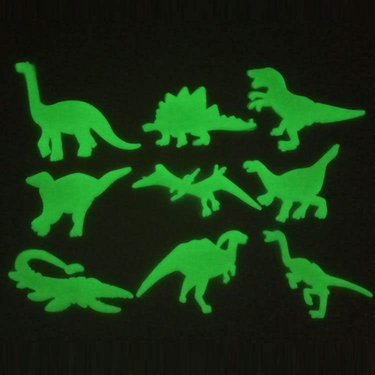跨境专供夜光恐龙玩具学生宿舍儿童房墙饰发光恐龙荧光动物墙贴片