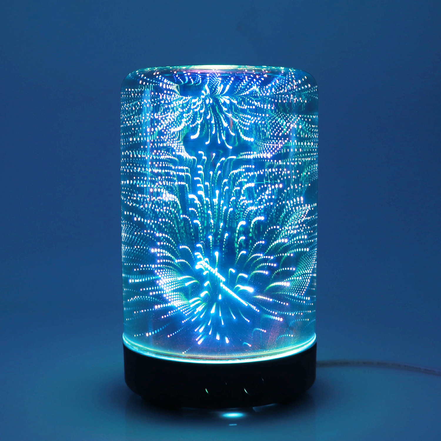 创意电子香薰器亚马逊爆款 3d玻璃七彩香薰灯超声波加湿器喷香机