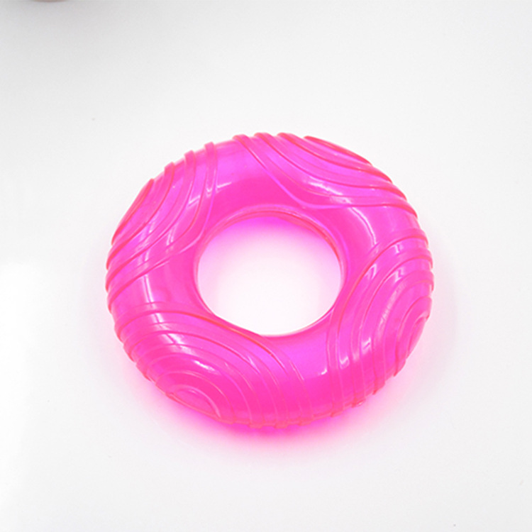 Factory Direct Supply TPR Thread Sound Transparent Circle Medium and Large Pet Molar Tooth Cleaning Rubber Ring New Dog Toy