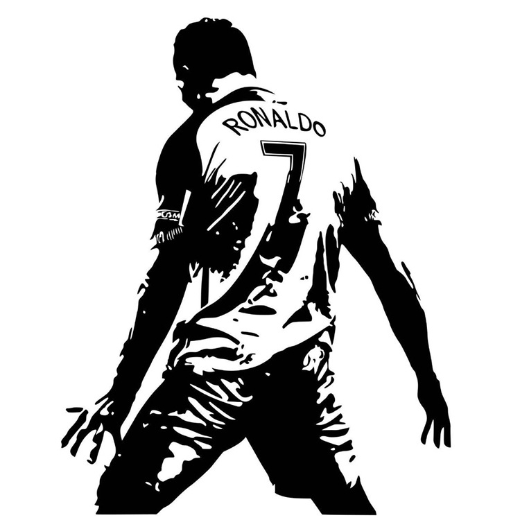 速卖通爆款足球明星c罗霸气庆祝动作剪影墙贴纸宿舍装饰墙贴画