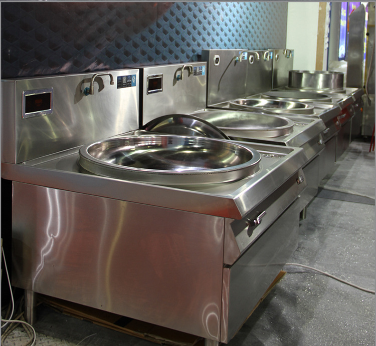 220v电热大锅灶商用灶台大功率电磁炉304#不锈钢电炒锅食堂厨房用