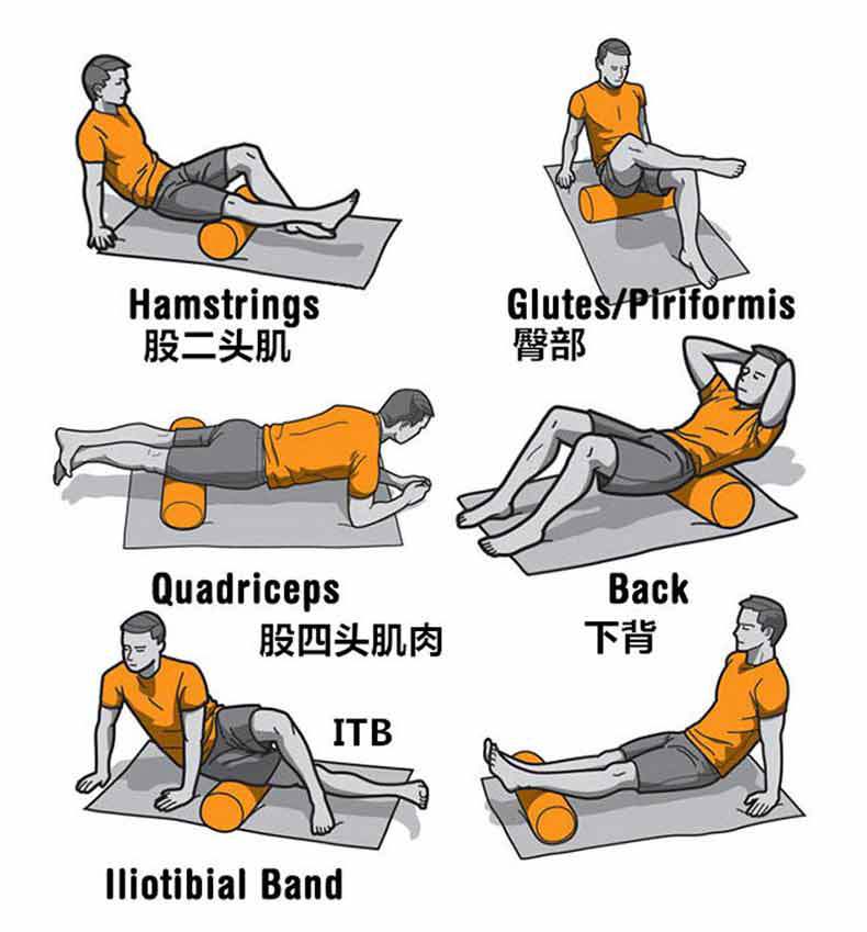 45cm瑜伽柱狼牙棒泡沫轴滚筒轮按摩棍肌肉放松泡沫滚轴健身棒