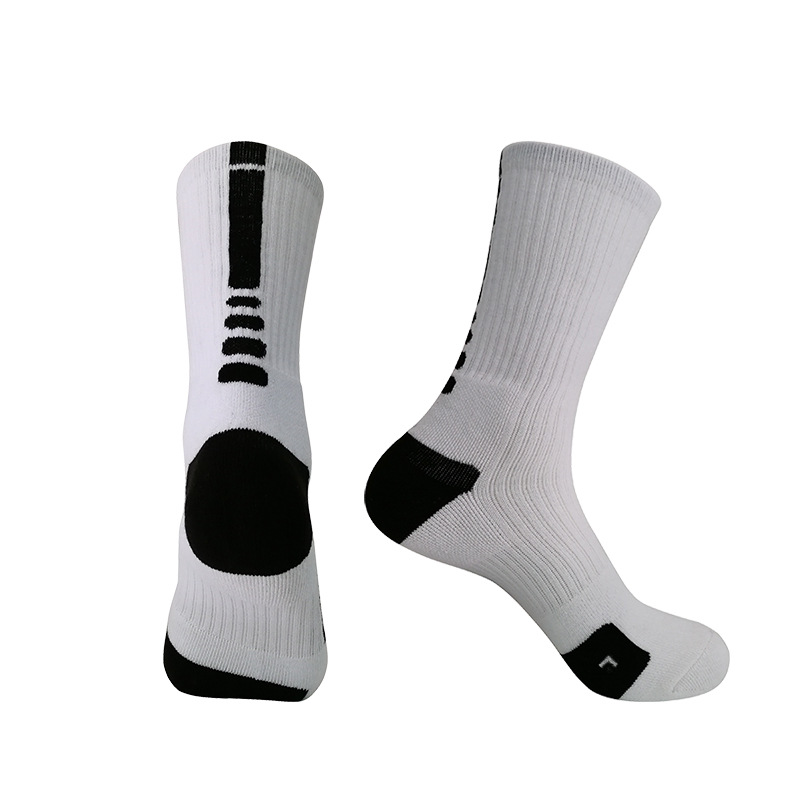 Popular European and American Foreign Trade Terry Towel Athletic Socks Middle Tube Men's Basketball Elite Quick-Drying Socks Factory Direct Sales