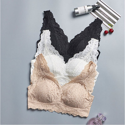 d918安美拉少女性感蕾丝无钢圈聚拢万能文胸美背裹胸安心背心内衣