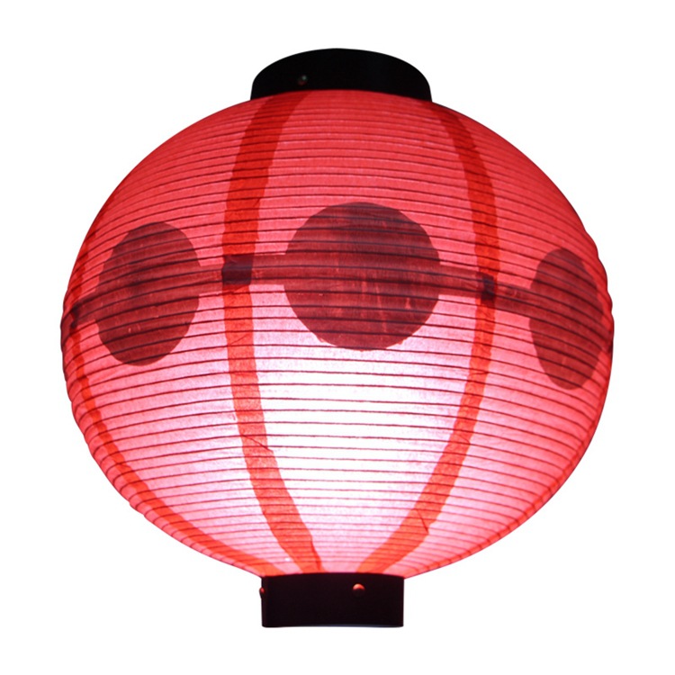 和风圆形家纹纸灯笼日式装饰灯笼 日本料理寿司店装饰用吊灯罩