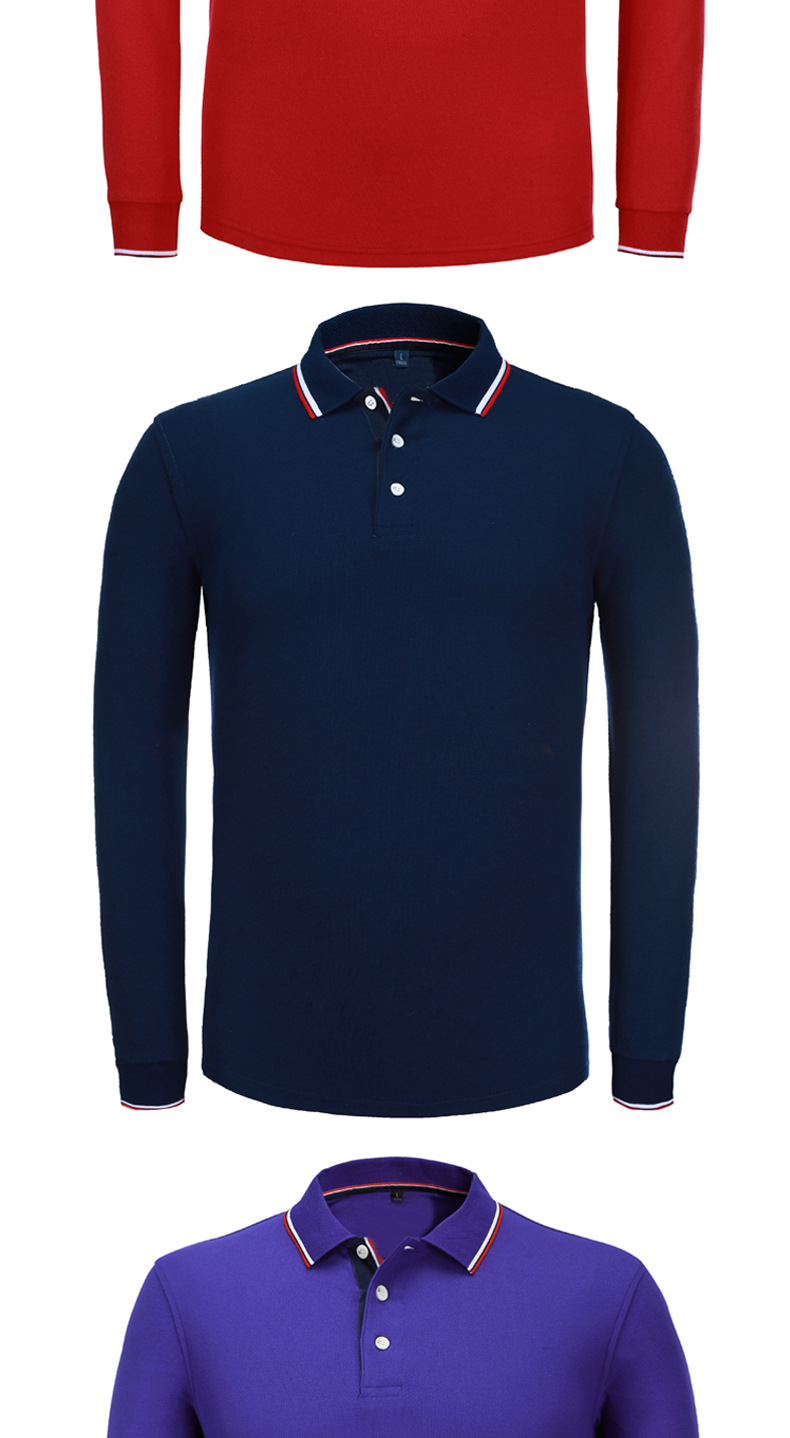 高品质翻领polo衫长袖t恤工作服文化衫批发来图印刷刺绣定制logo