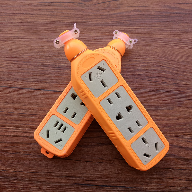 厂家批发 869黄色樽型12孔插座阻燃壳体接线板室内户外适用排插