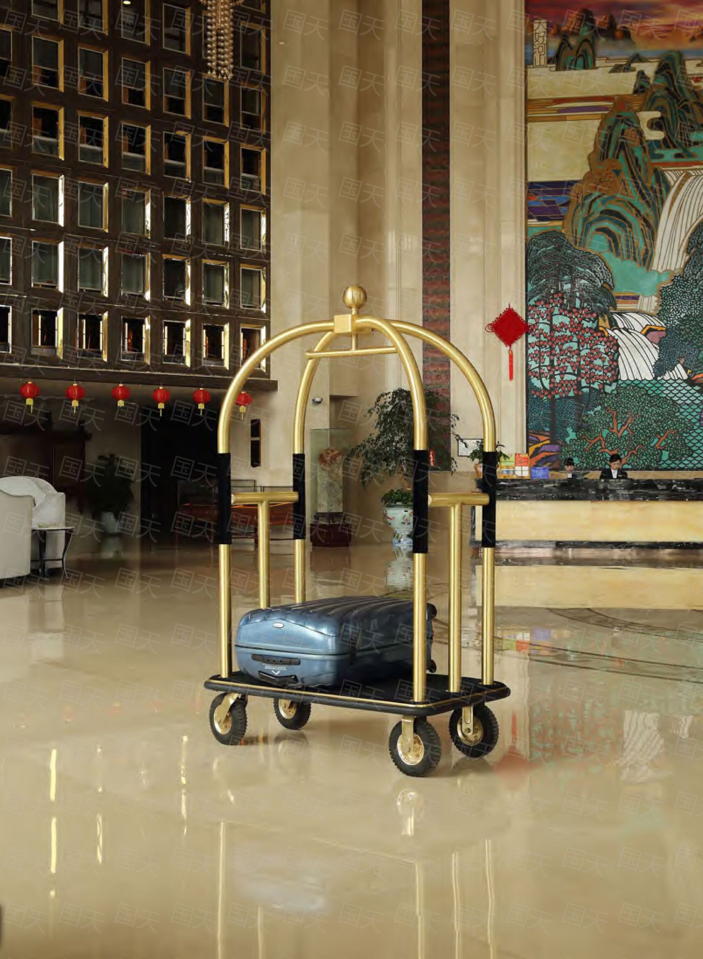 豪华大堂行李车 星级酒店前厅 不锈钢创意制品 推车厂家直销