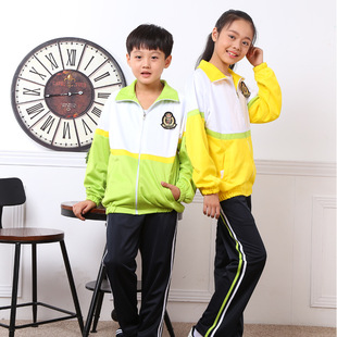 初中小学生校服春秋季针织学生服套装金光绒带里运动装厂家直销