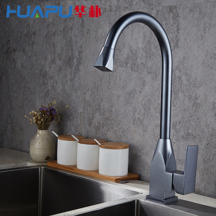 Space Aluminum Mixed Faucet Kitchen Hot and Cold Faucet Simple Splash-Proof Washbasin Faucet Wholesale Water Tap