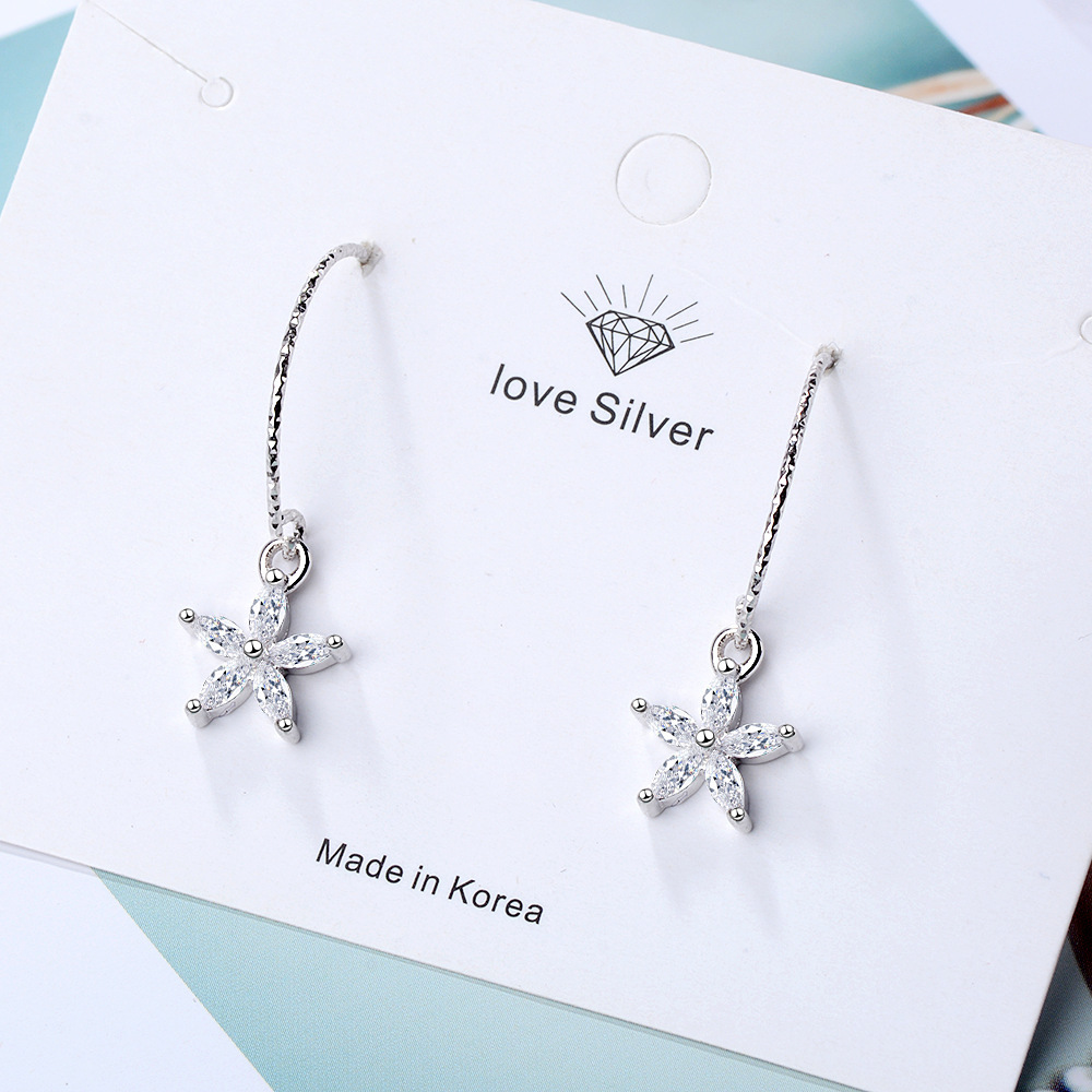 耳环女气质韩国个性百搭长款耳钉星星简约耳坠学生耳饰耳环铜韩版