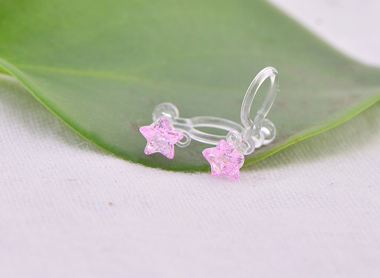 新款日韩式透明树脂耳夹 粘锆石带吊无耳洞u形耳夹 diy耳饰饰品