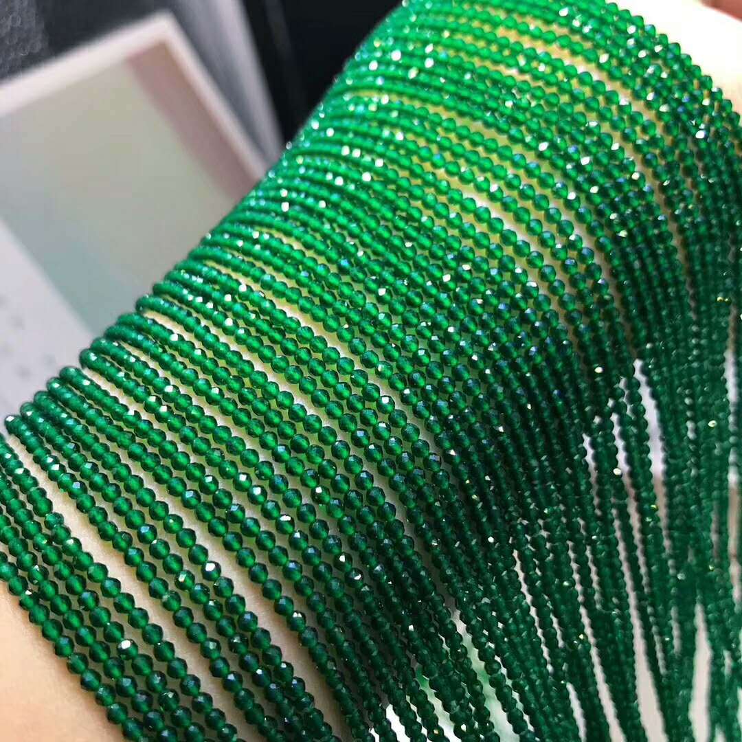 水晶 绿尖晶石足球面散珠半成品 墨绿尖晶石圆珠diy配饰批发