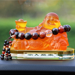 汽车摆件弥勒佛大号车内饰品摆饰佛保平安车用香水佛小车装饰佛像