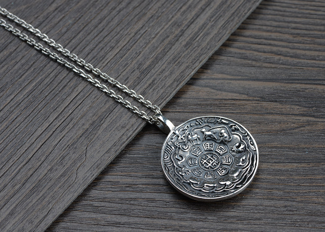 金鹿王 复古工艺diy手工编绳挂件男s925银复古十字金刚杵吊坠批发