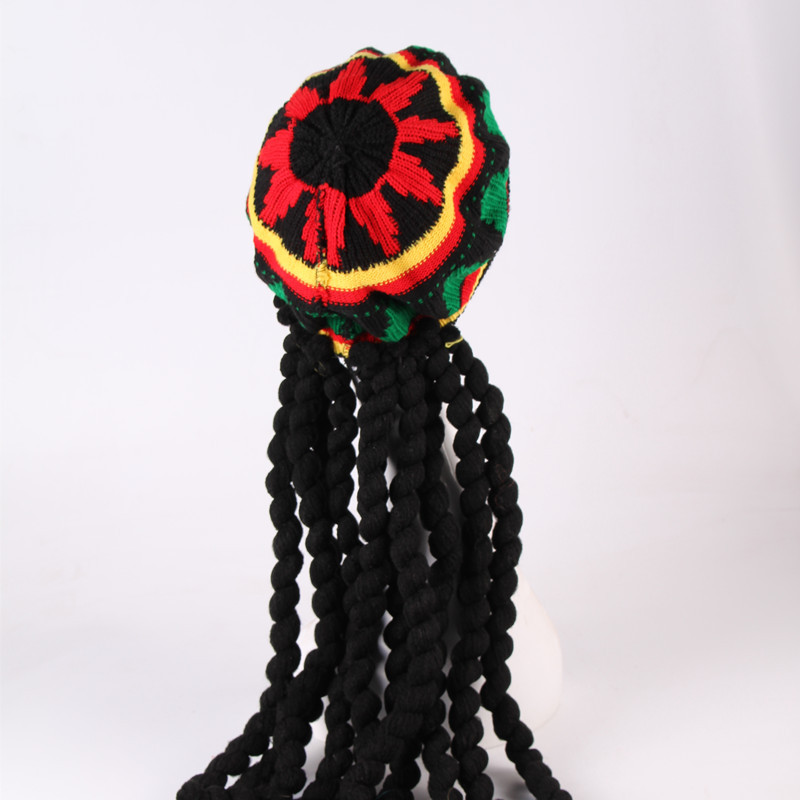 Cos Wig Braid Straw Hat Beret Jamaica Cap Men's Wig Wool Halloween Hat Dreadlocks