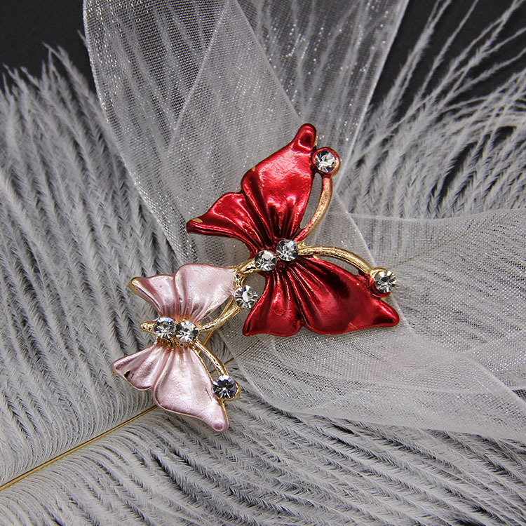 滴油蝴蝶扣胸针 高档别针彩绘胸花高档配饰时尚彩绘衣饰