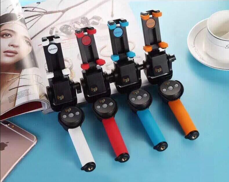 新款热销 无线遥控360度电动旋转手机自拍杆 带后视镜蓝牙自拍杆