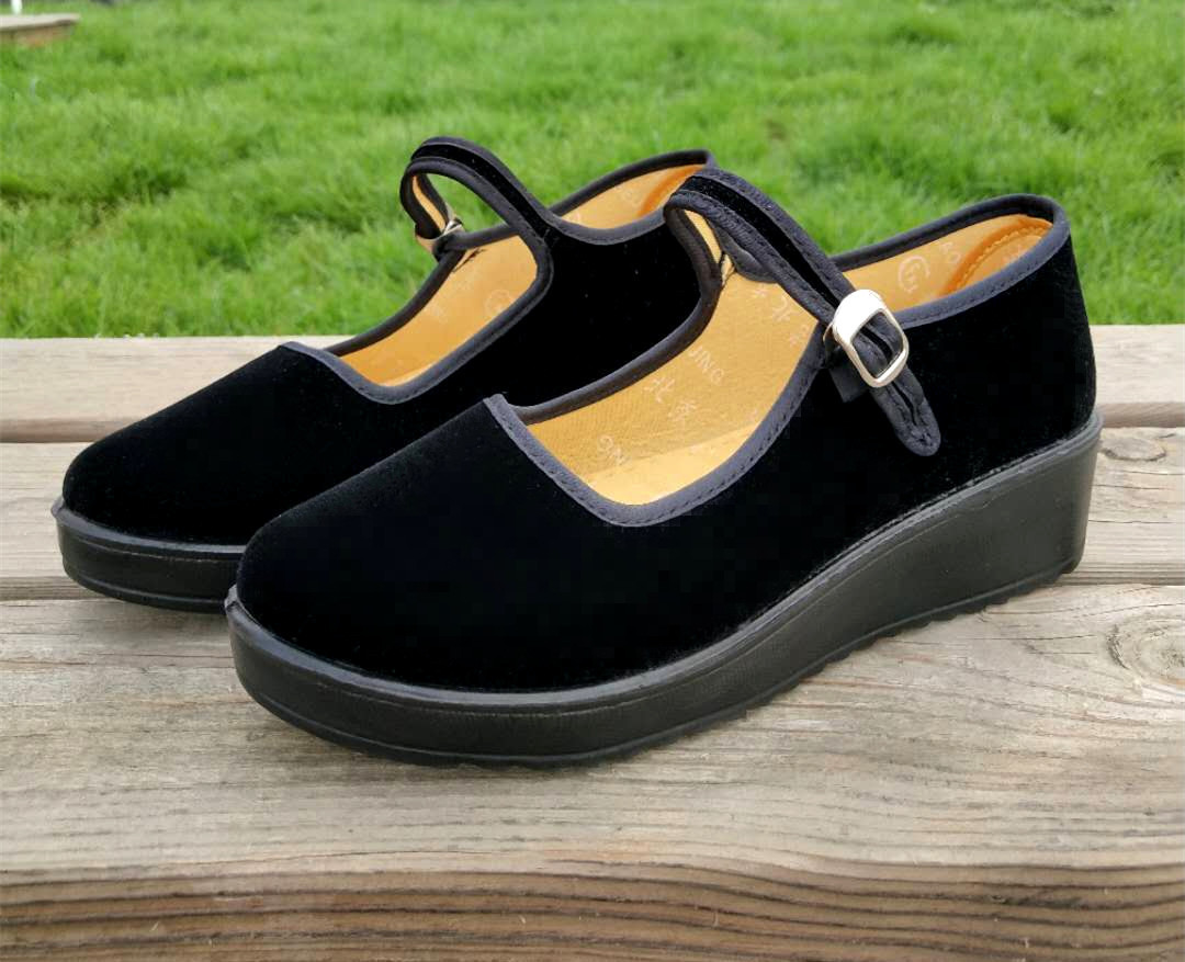 厚底老北京布鞋 女软底防滑黑布鞋酒店工作鞋礼仪单鞋妈妈舞鞋