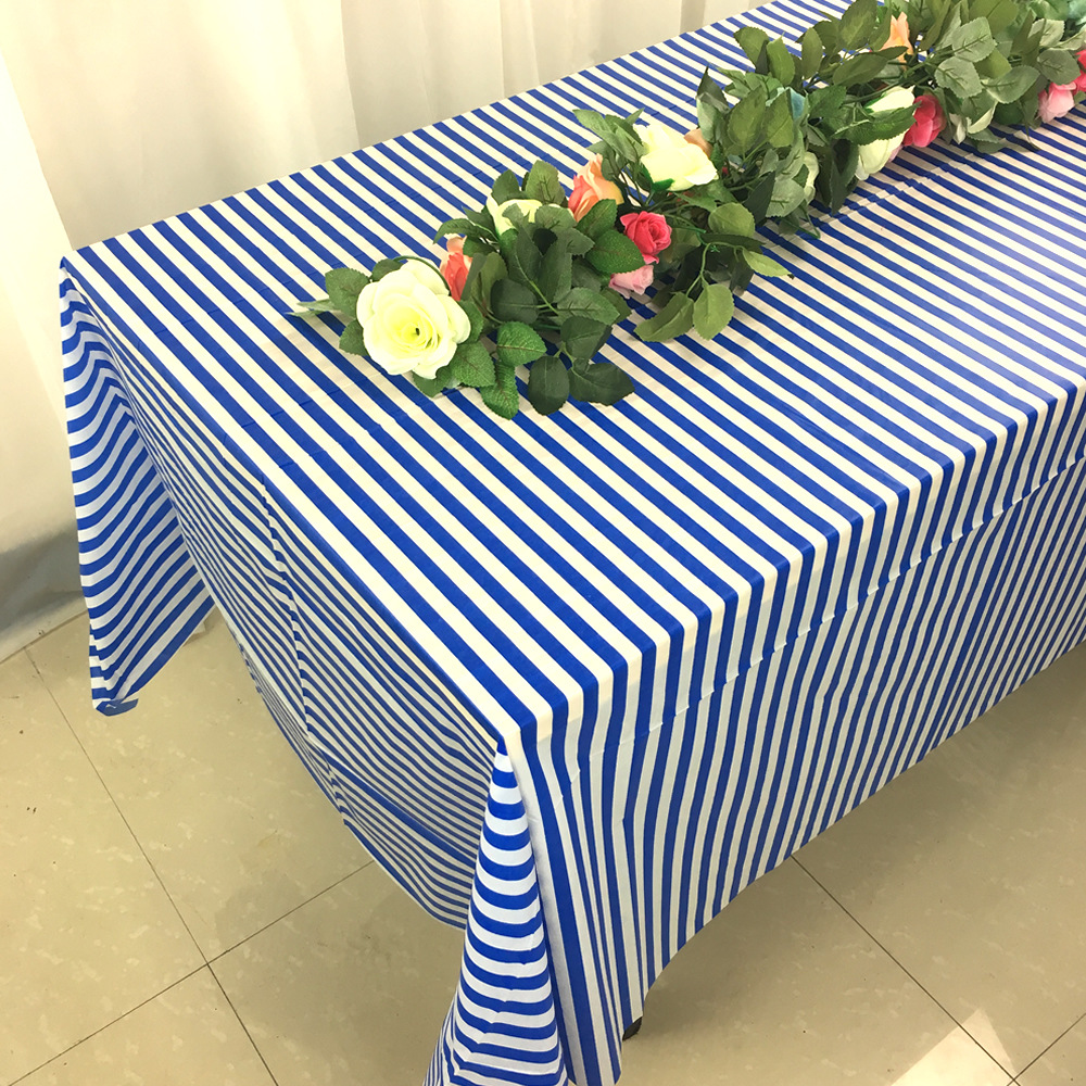 长方形一次性桌布条纹波点派对布置西餐厅生日party塑料长条台布