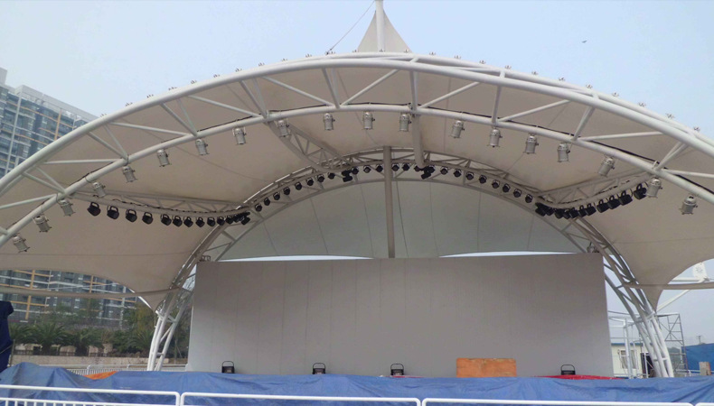 设计安装小区社区舞台膜结构 张拉膜结构表演舞台 钢膜结构舞台棚