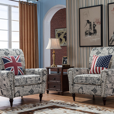 老虎椅 美式乡村风格耐脏耐磨使用寿命长久 布艺老虎椅厂家直销