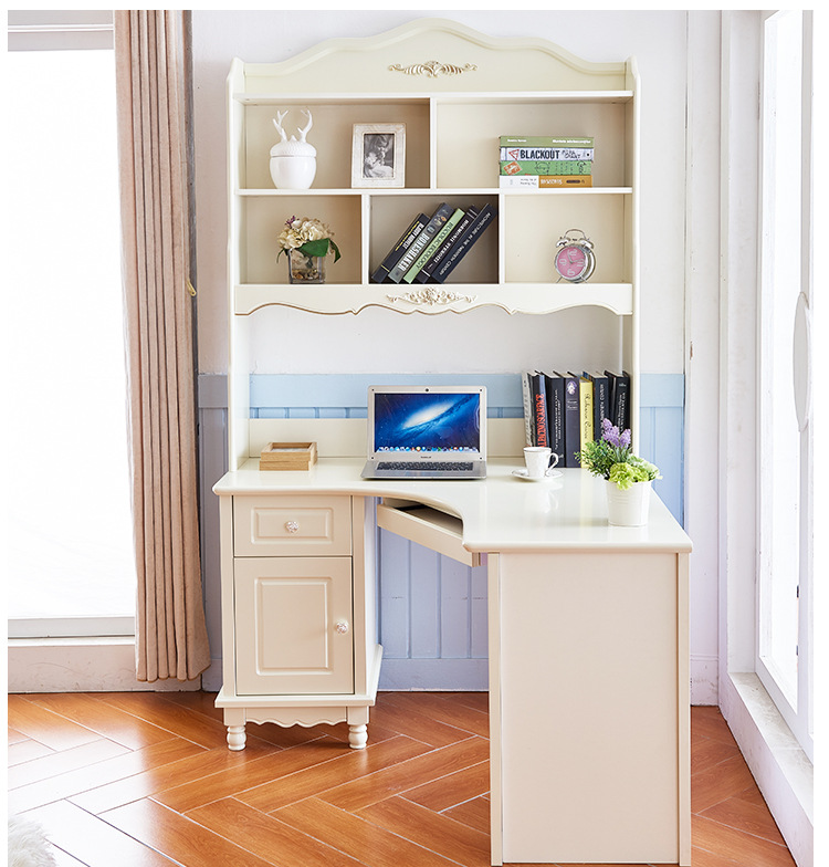 顺德厂家批发韩式板式转角直接书桌白色1.2米板木儿童书架写字桌